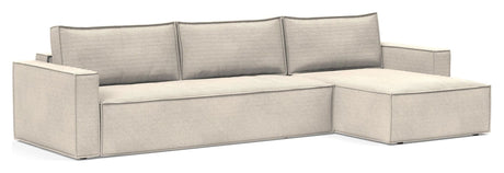 Newilla Sovesofa med sjeselong, Bouclé Taupe 