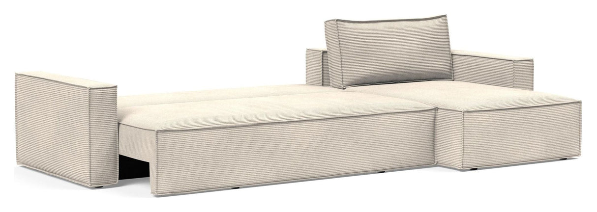 Newilla Sovesofa med sjeselong, Bouclé Taupe 