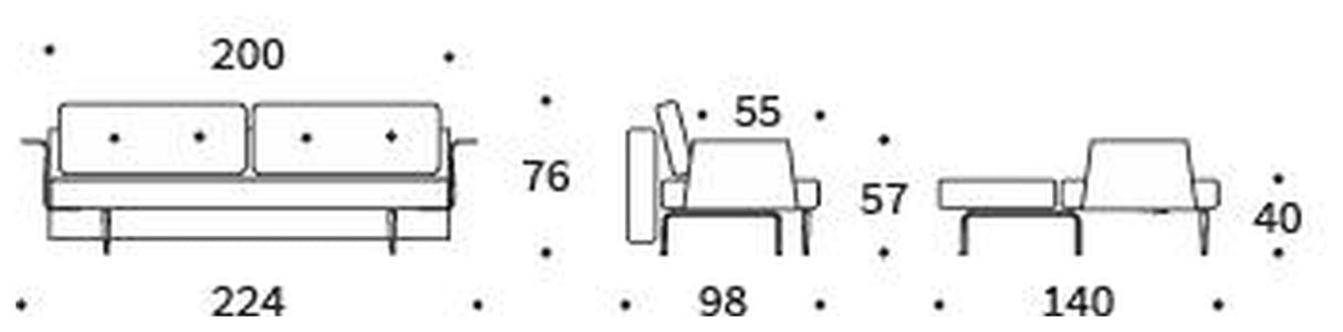 Recast Plus Sovesofa Mørk Styletto m. armlener, Bouclé/Ochre 