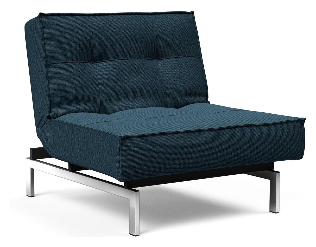 Splitback Chrome Lounge Chair, Argus/Navy Blue