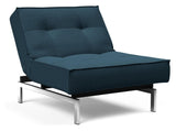 Splitback Chrome Lounge Chair, Argus/Navy Blue