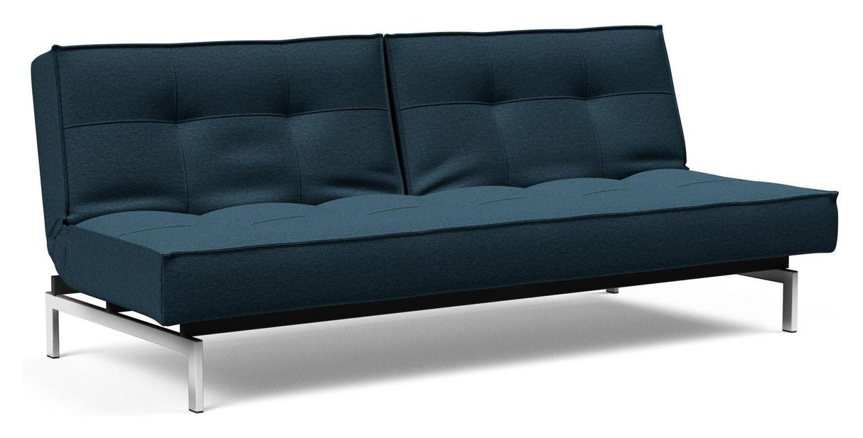 Splitback Chrome Sofa Bed, Argus/Navy Blue