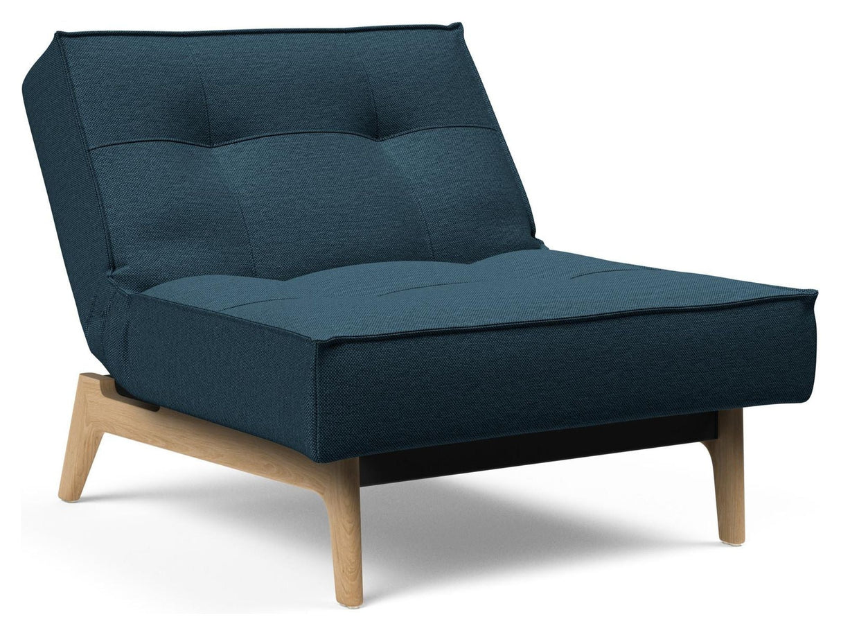 Splitback Eik Lounge Chair, Oak, Argus/Navy Blue