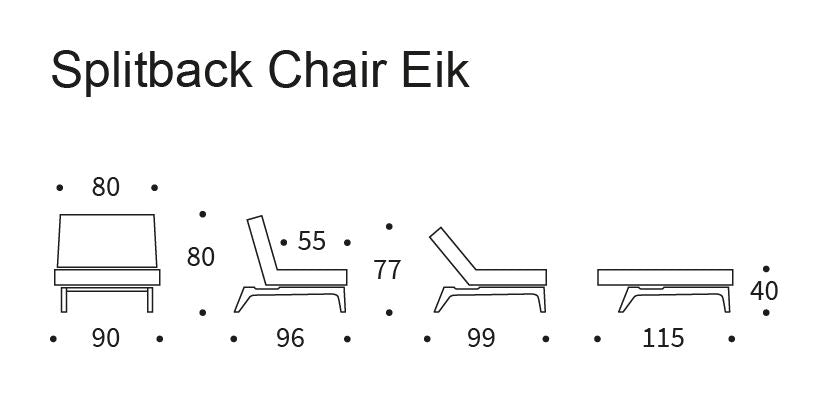 Splitback Oak Lounge -stol, røkt eik, brent karri