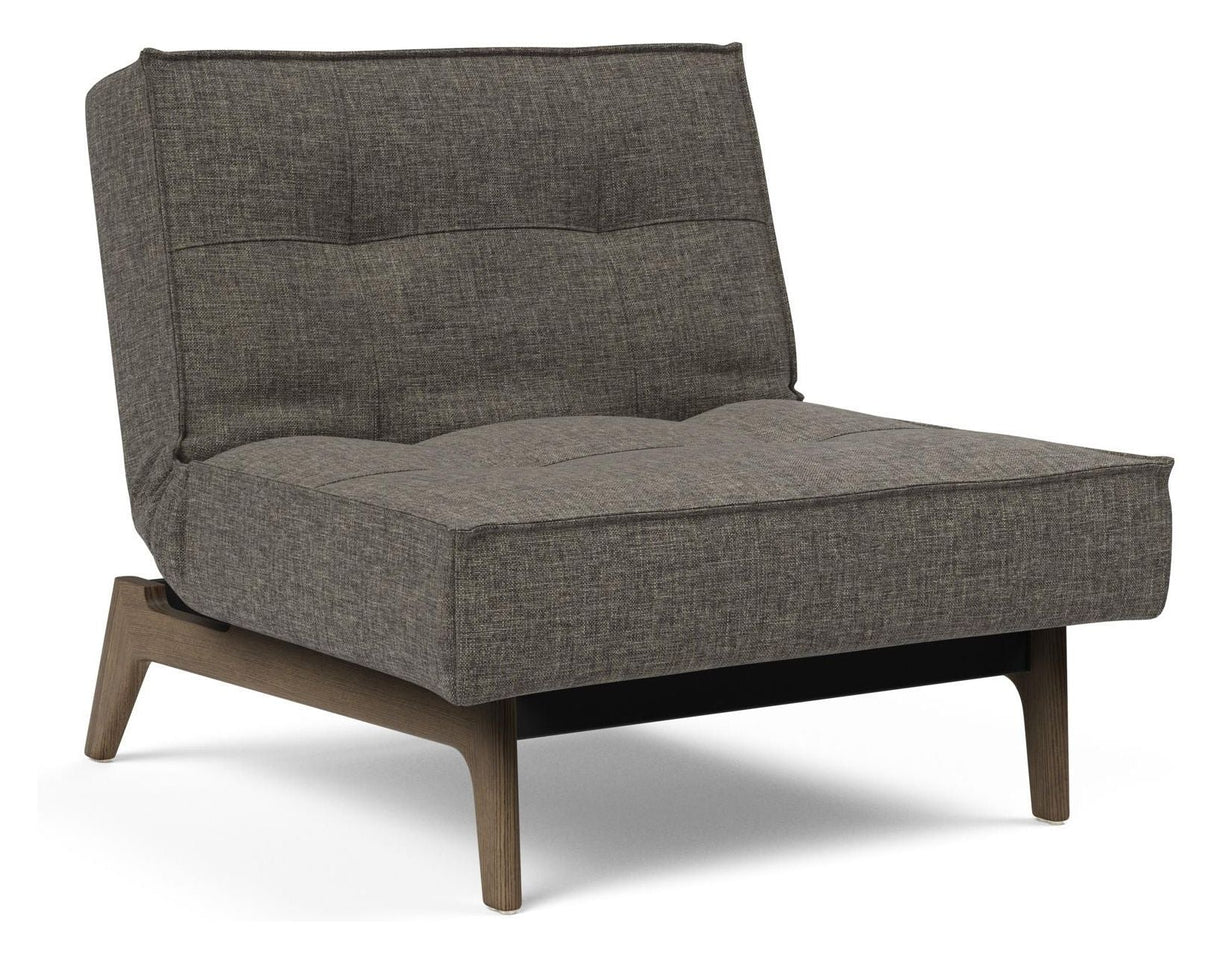 Splitback Oak Lounge stol, røkt eik, flashtex, mørkegrå