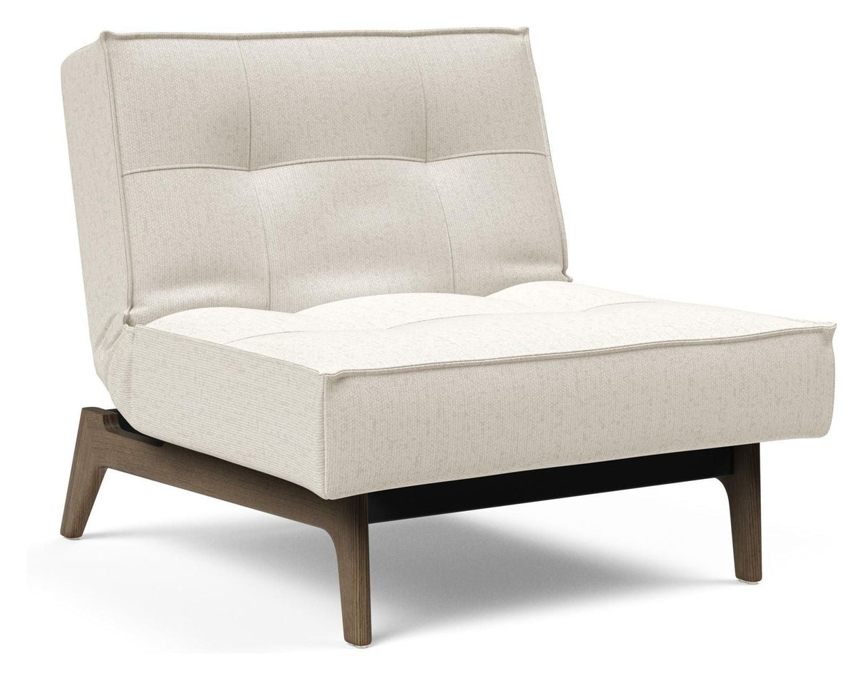 Splitback Oak Lounge Chair, Smoked Oak, Off-White Bouclé