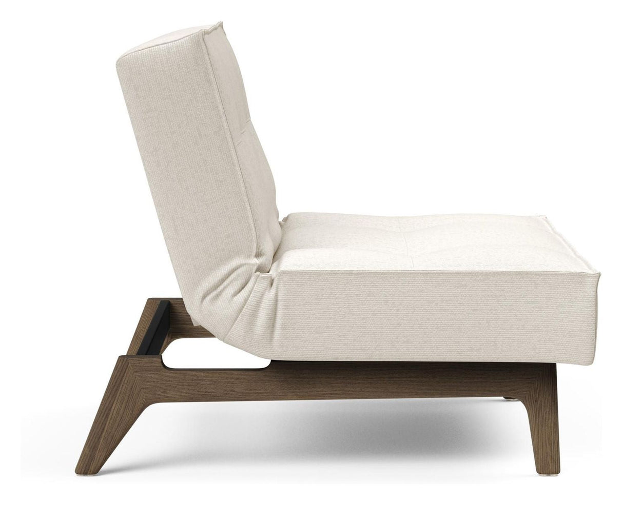 Splitback Oak Lounge Chair, Smoked Oak, Off-White Bouclé