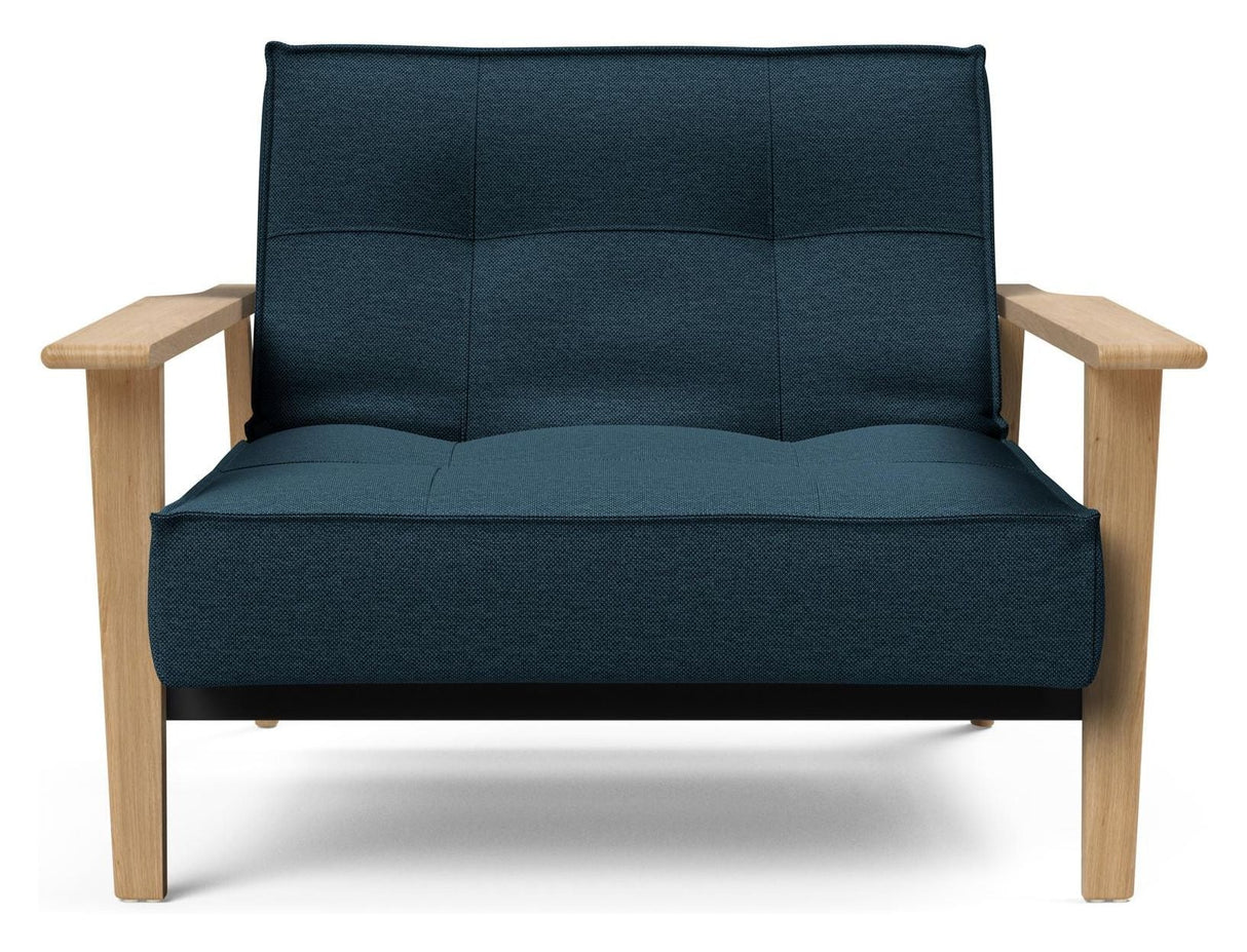 Splitback Frej Lounge Chair, Oak, Argus/Navy Blue