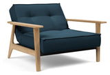 Splitback Frej Lounge Chair, Oak, Argus/Navy Blue