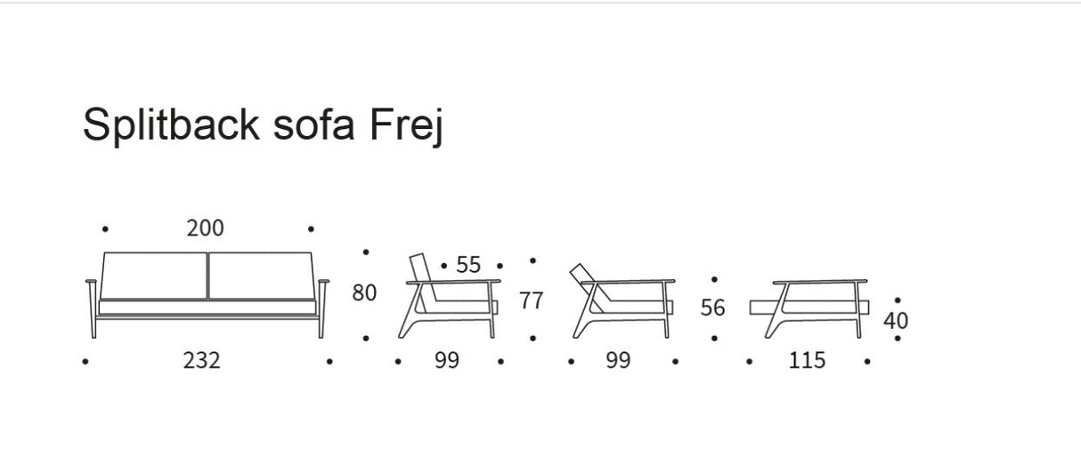 Splitback frej sofa seng, blandet dans/lyseblå