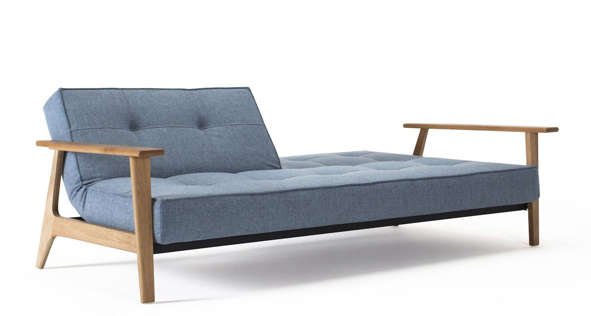 Splitback frej sofa seng, blandet dans/lyseblå