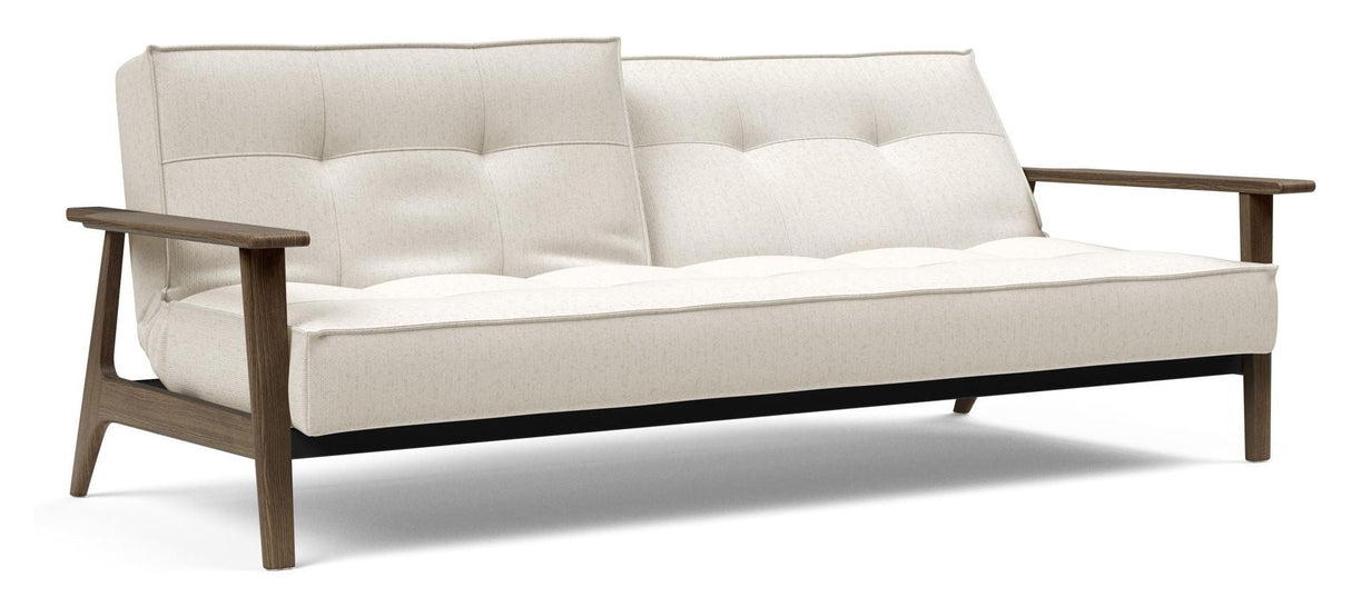 Splitback frej sofa seng, røkt eik, off-white bouclé