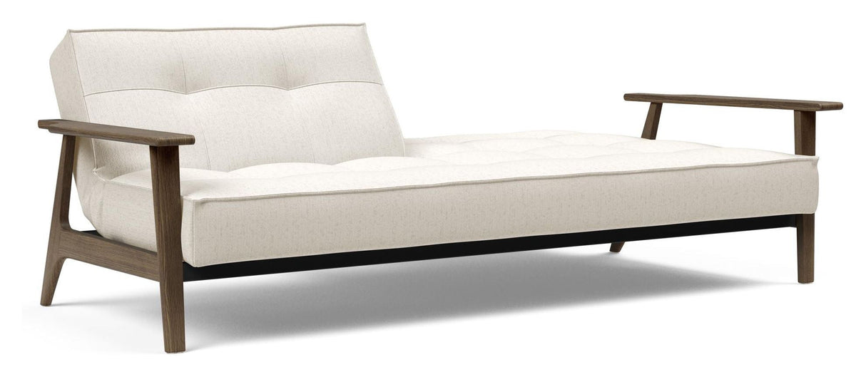 Splitback frej sofa seng, røkt eik, off-white bouclé