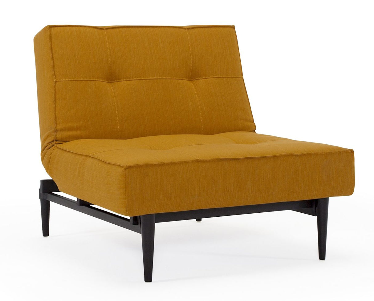 Splitback Styletto Lounge Chair, Yellow W. Svarte ben