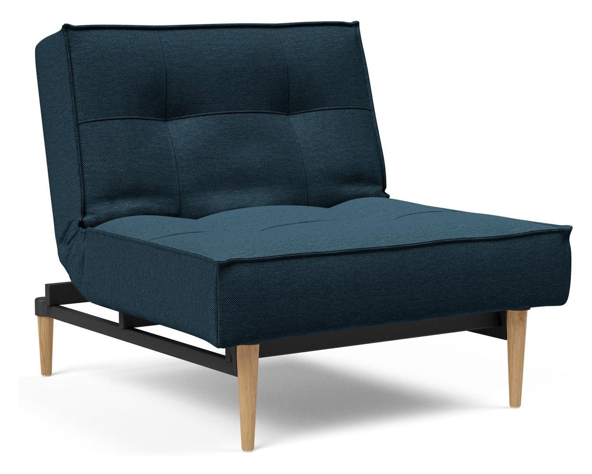 Splitback Styletto Lounge Chair, Light Wood, Argus/Navy Blue