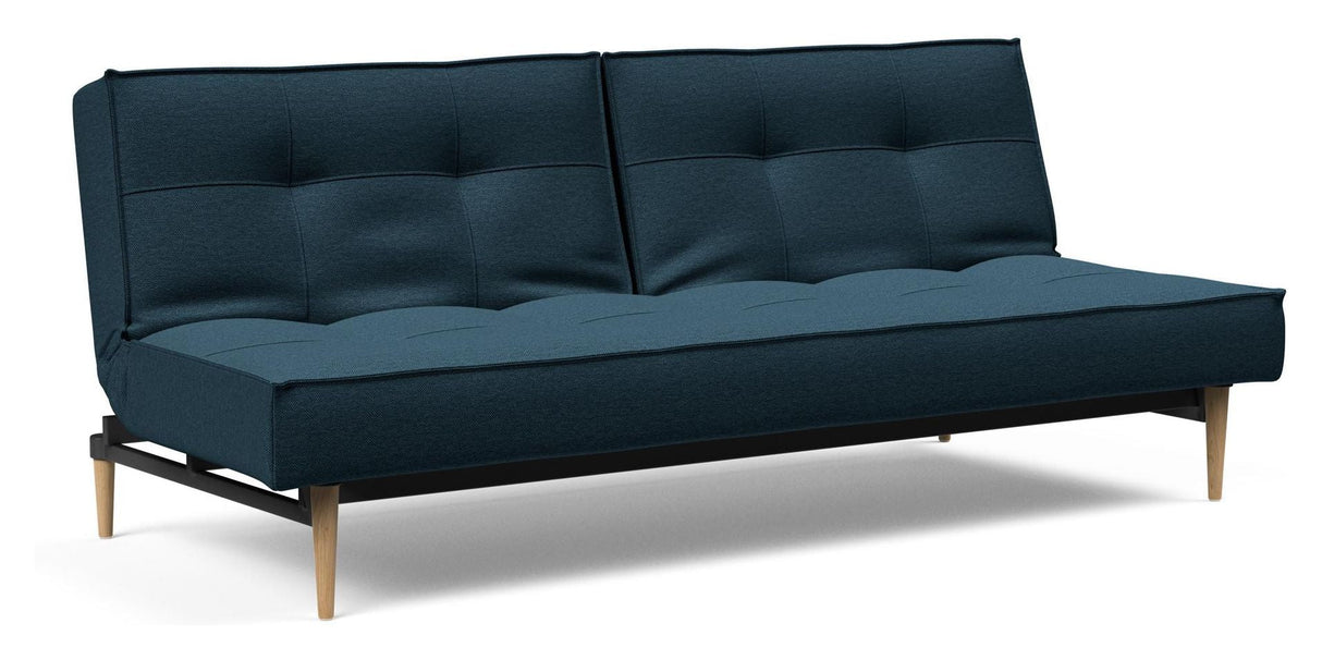 Splitback Styletto Sofa Bed, Light Wood, Argus/Navy Blue