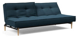 Splitback Styletto Sofa Bed, Light Wood, Argus/Navy Blue