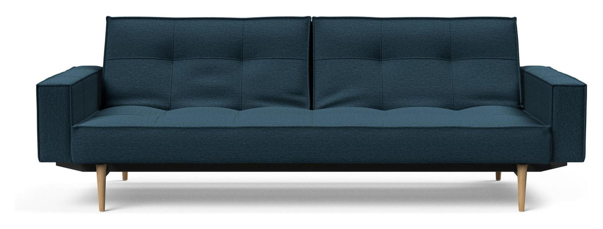 Splitback Styletto Sofa -seng med armlener, lett tre, argus/marineblå