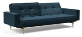 Splitback Styletto Sofa -seng med armlener, lett tre, argus/marineblå