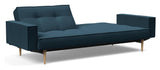 Splitback Styletto Sofa -seng med armlener, lett tre, argus/marineblå