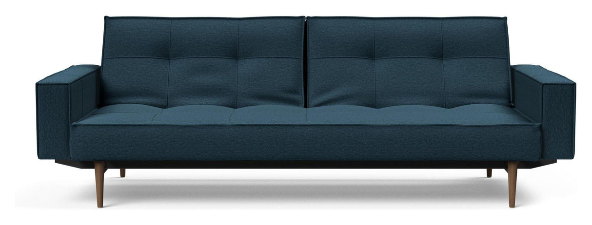 Splitback Styletto Sofa Bed med armlener, mørkt tre, Argus/Navy Blue