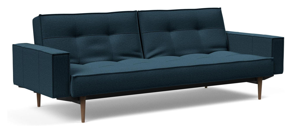 Splitback Styletto Sofa Bed med armlener, mørkt tre, Argus/Navy Blue