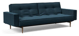 Splitback Styletto Sofa Bed med armlener, mørkt tre, Argus/Navy Blue