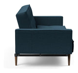 Splitback Styletto Sofa Bed med armlener, mørkt tre, Argus/Navy Blue