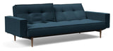 Splitback Styletto Sofa Bed med armlener, mørkt tre, Argus/Navy Blue