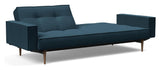 Splitback Styletto Sofa Bed med armlener, mørkt tre, Argus/Navy Blue