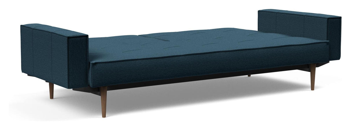 Splitback Styletto Sofa Bed med armlener, mørkt tre, Argus/Navy Blue