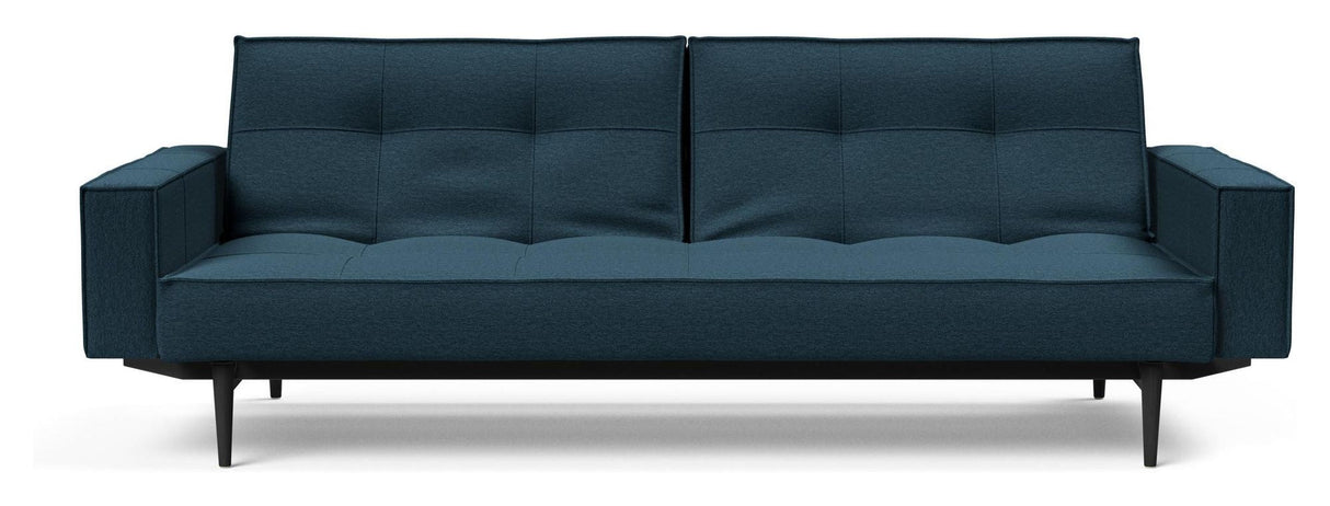 Splitback Styletto Sofa -seng med armlener, svart, argus/marineblå