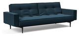 Splitback Styletto Sofa -seng med armlener, svart, argus/marineblå