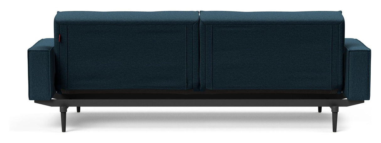 Splitback Styletto Sofa -seng med armlener, svart, argus/marineblå