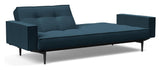 Splitback Styletto Sofa -seng med armlener, svart, argus/marineblå