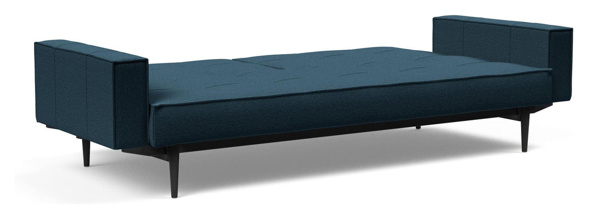 Splitback Styletto Sofa -seng med armlener, svart, argus/marineblå