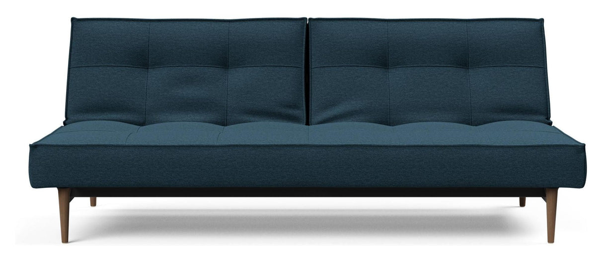 Splitback Styletto Sofa Bed, Dark Wood, Argus/Navy Blue