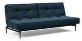 Splitback Styletto Sofa Bed, Dark Wood, Argus/Navy Blue