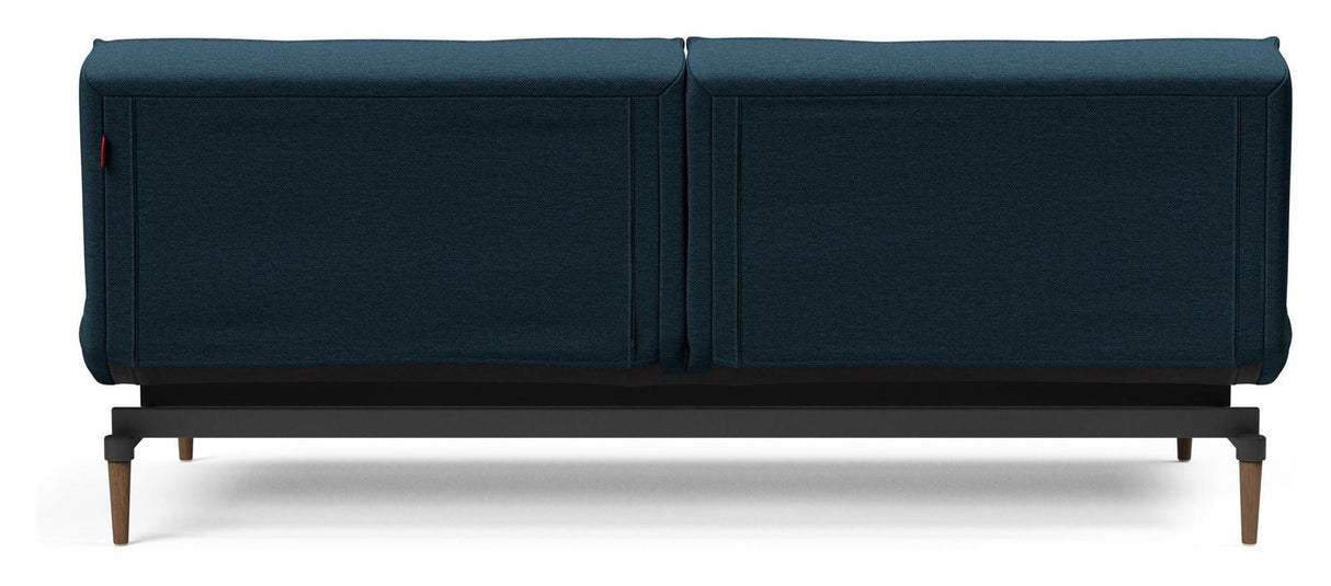 Splitback Styletto Sofa Bed, Dark Wood, Argus/Navy Blue