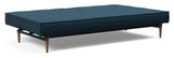 Splitback Styletto Sofa Bed, Dark Wood, Argus/Navy Blue