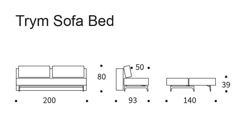 Trym sofa seng med eikebeina, blandet dans/grå