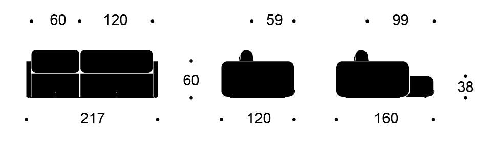 Vogan sofa seng med konsollbord, grått