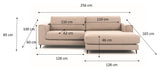 Bernadotte Sofa m. bred sjeselong XL høyre, Beige 