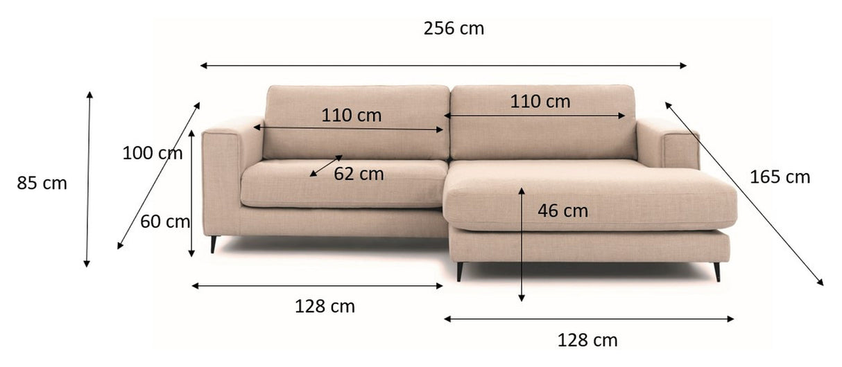 Bernadotte Sofa m. bred sjeselong XL venstre, Beige 