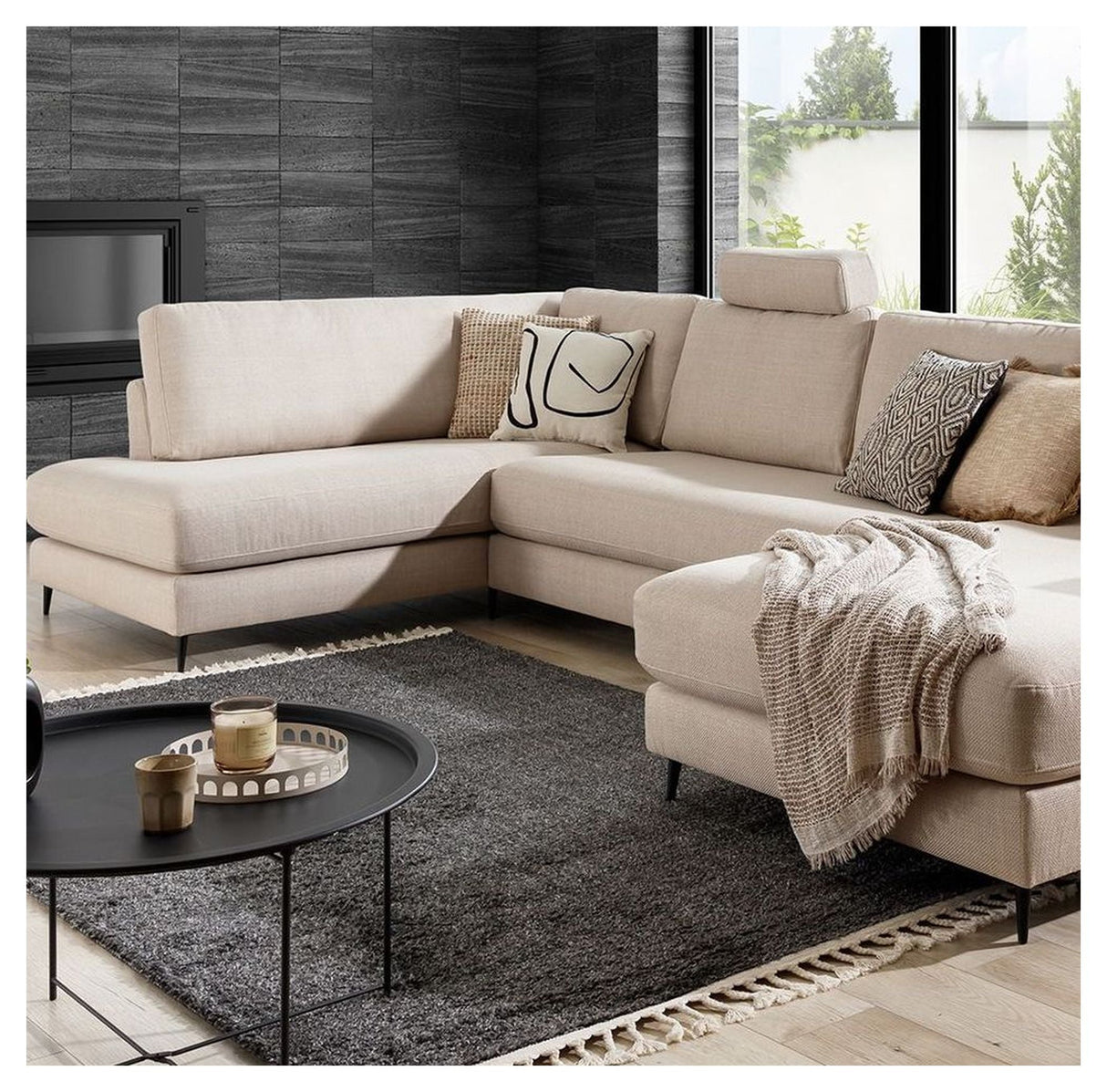 Bernadotte U-sofa, åpen ende venstre, Beige 