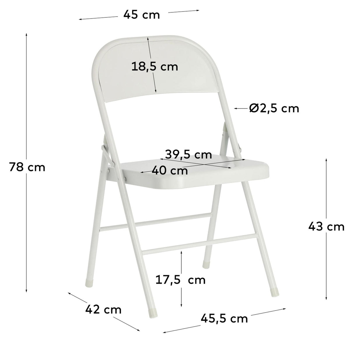 Aidana Folding Chair, Light Grey Metal