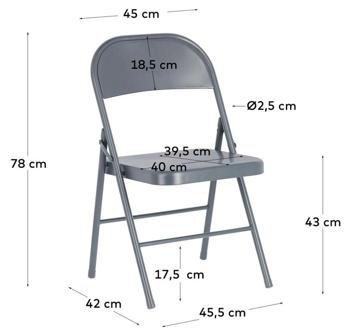 Aidana Folding Chair, Dark Grey Metal