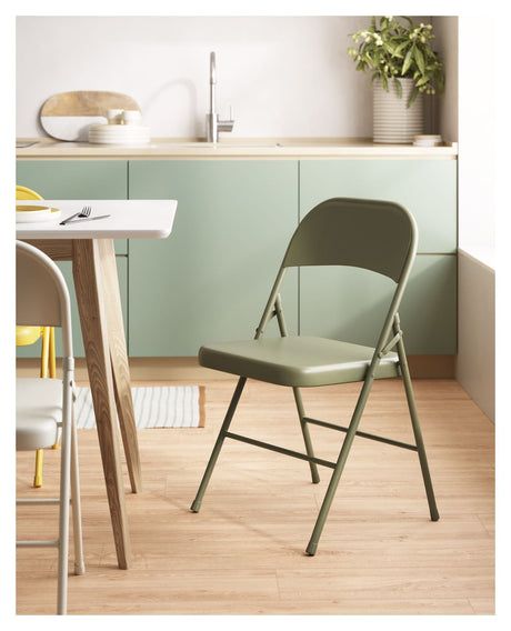 Aidana Folding Chair, Dark Green Metal