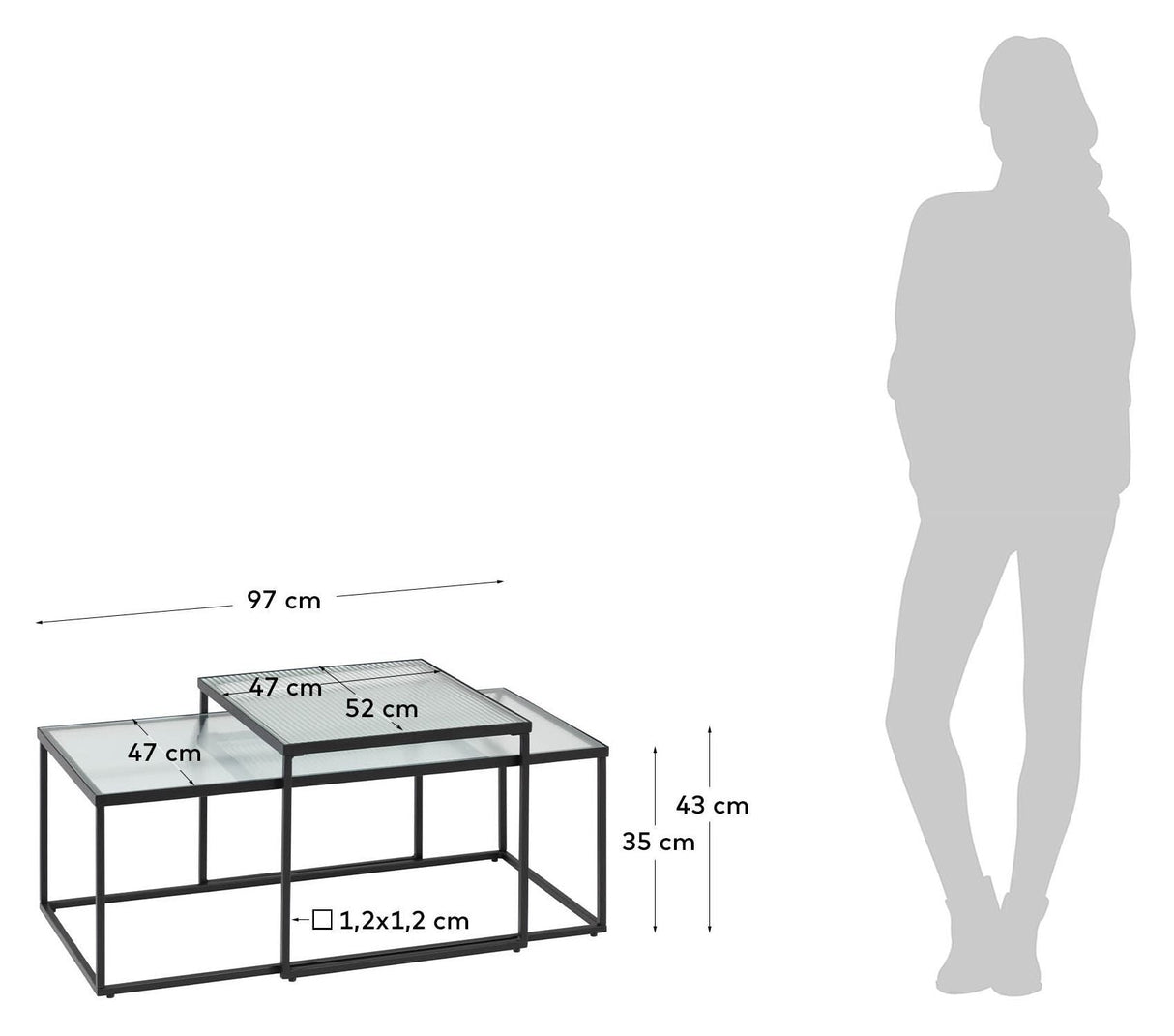 Achemy salongbord glass/metall