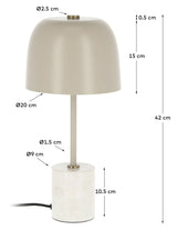 Alish bordlampe med marmor beige